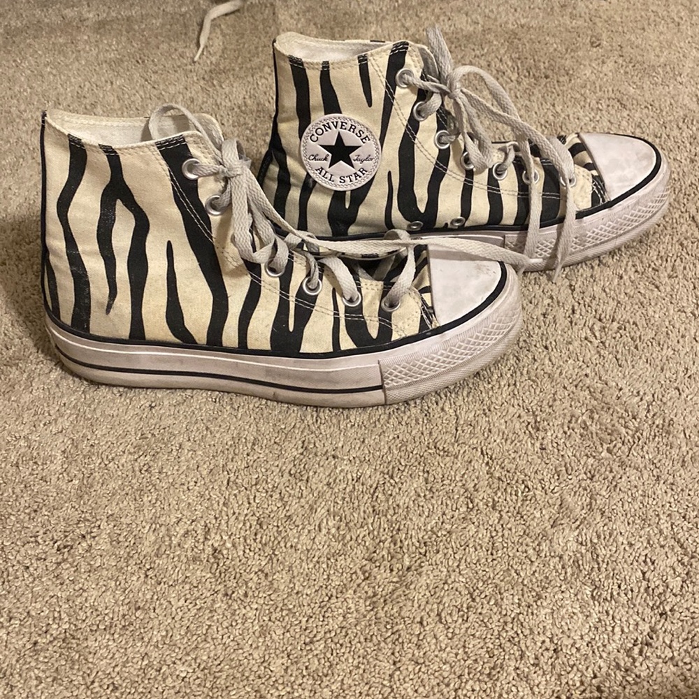 Customized Zebra print platform converse